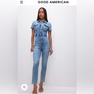 Good American Light Blue Denim Overalls